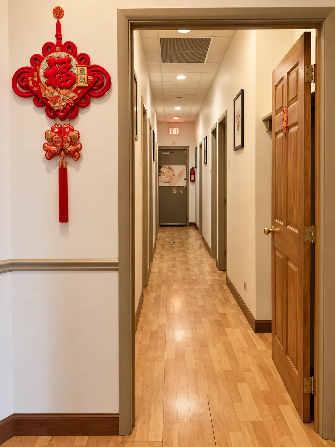 Hallway connecting private treatment rooms