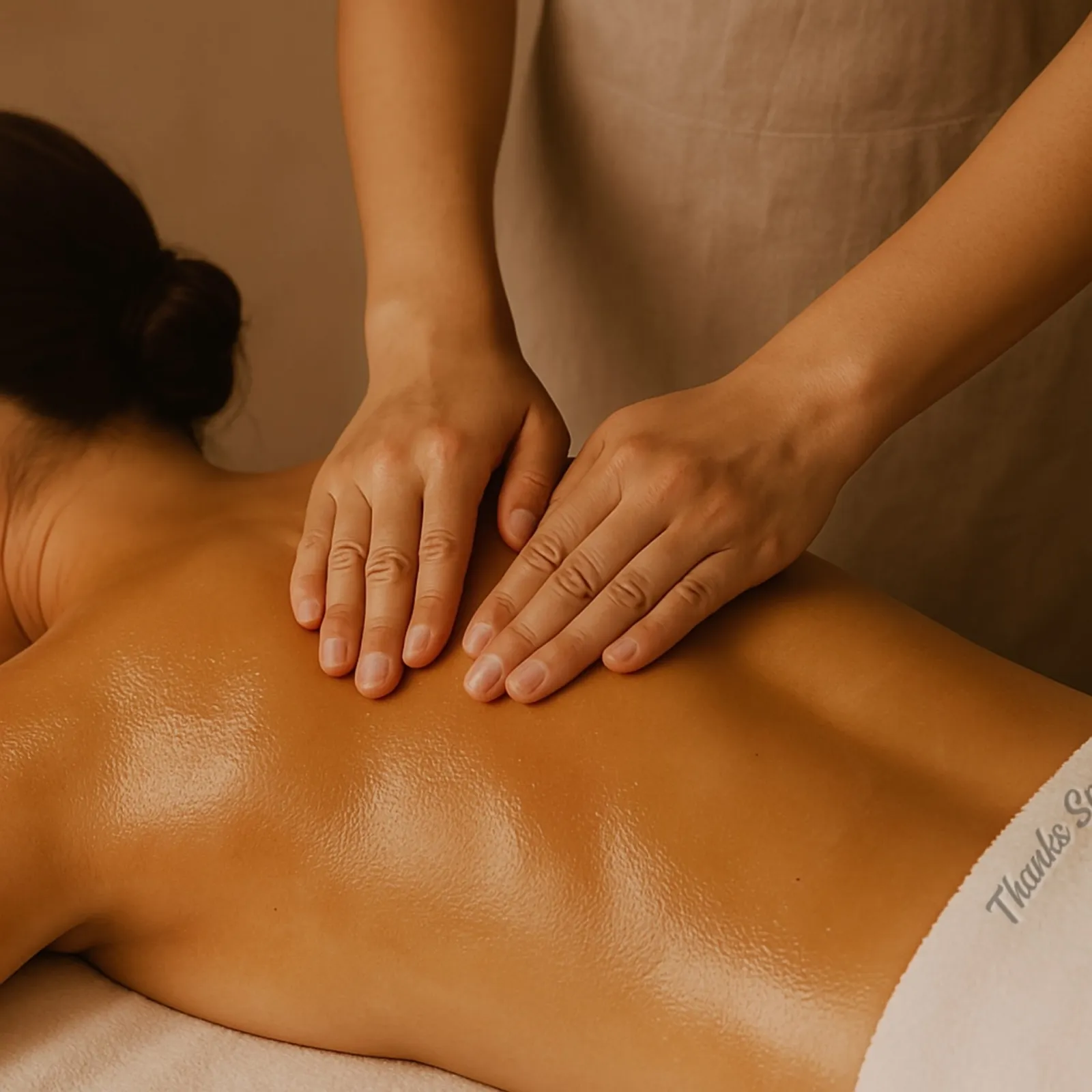 Warm massage oil prepared for treatment