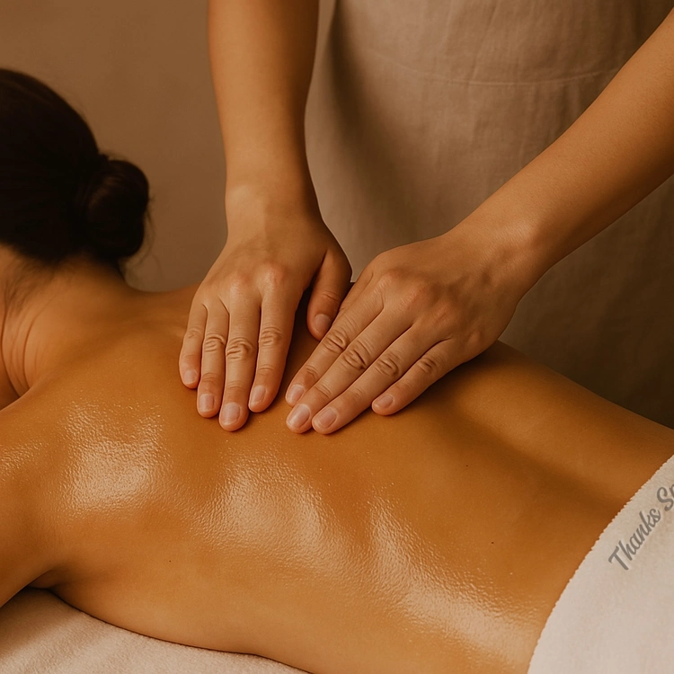 Warm oil massage promoting skin hydration and stress reduction
